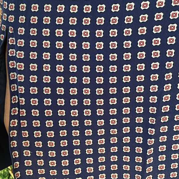 MADEWELL Women's Navy Blue & Paprika Print Silk Skirt Sz 6 - Picture 4 of 8